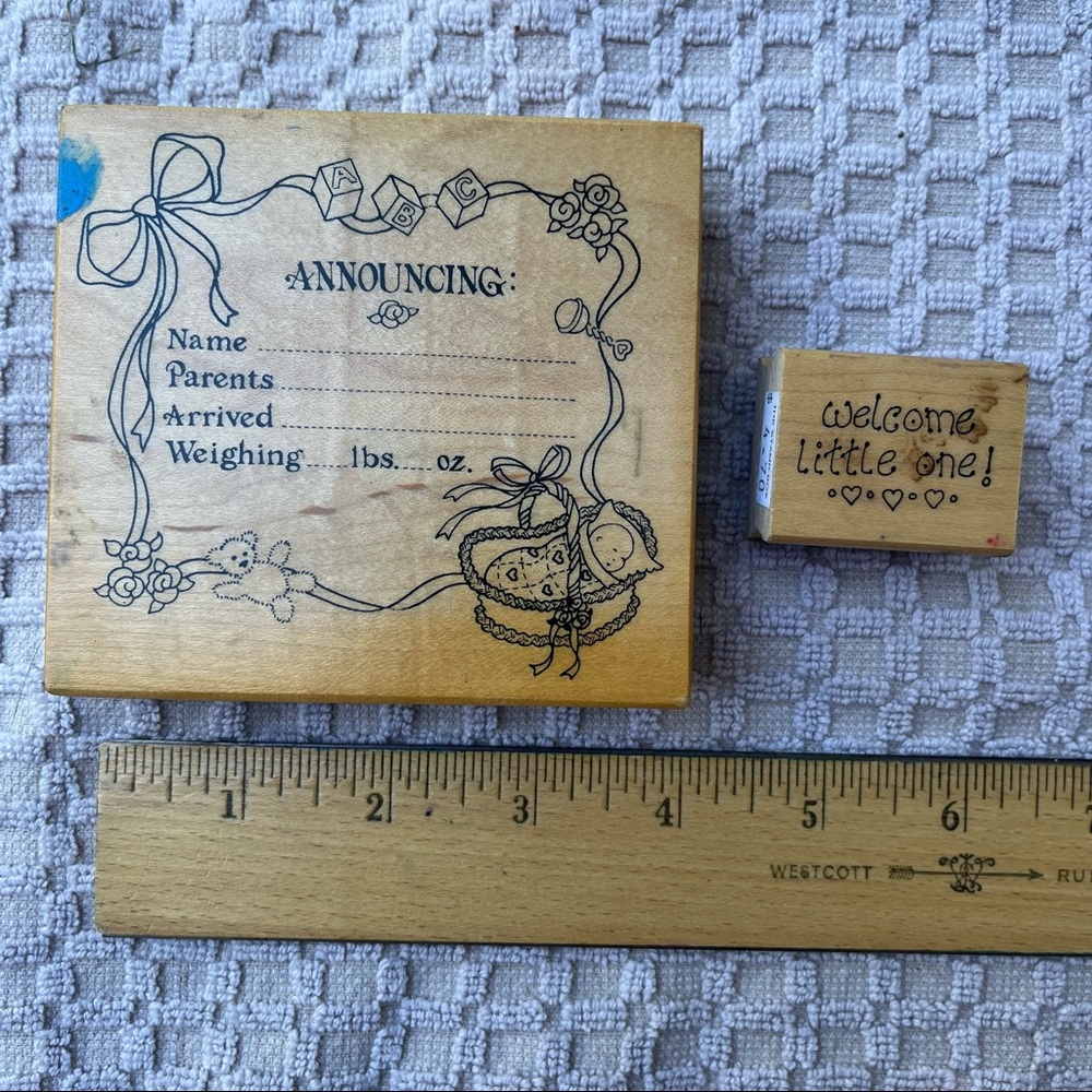 Vintage Rubber Stamp Lot Baby Announcement Baby shower stamps